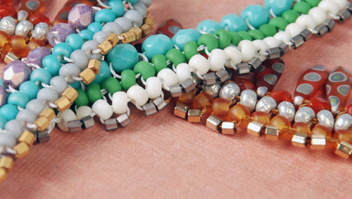 Cut beads in right angle weave necklaces